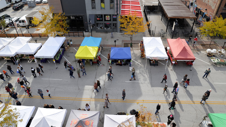Aerial Photo of a farmers market