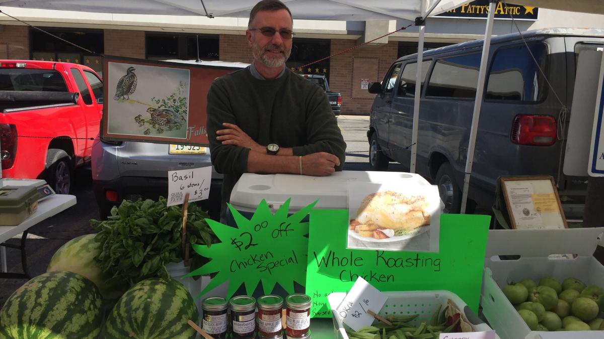 Farmers Market produce and jelly stand